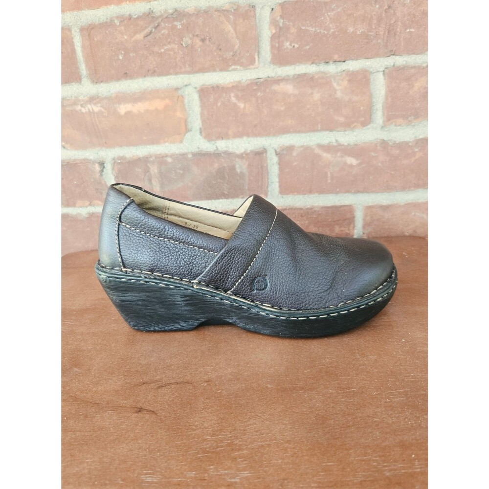 BORN platform shoes Peggy Brown leather slip in